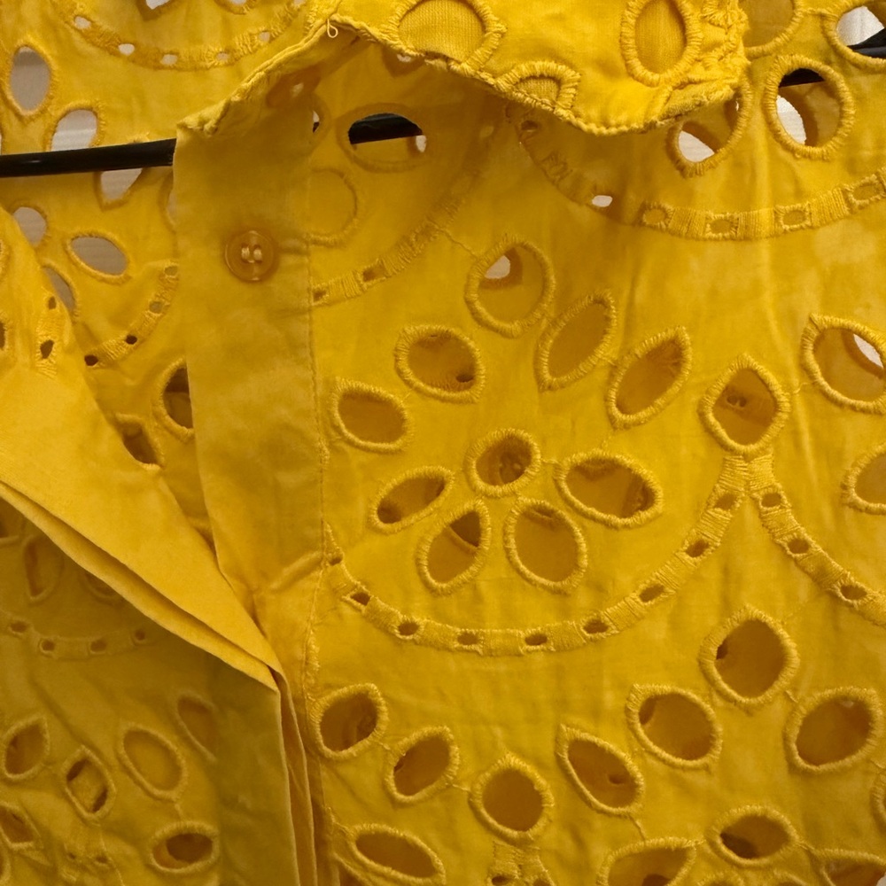 Topshop Yellow Eyelet Button Down Shirt - Picture 6 of 7